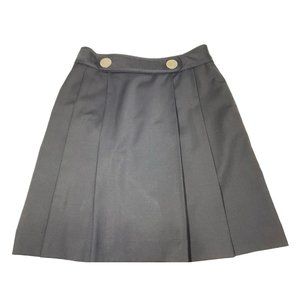 Tory Burch Bergdorf Goodman Black Pleated Skirt Silver Buttons 10